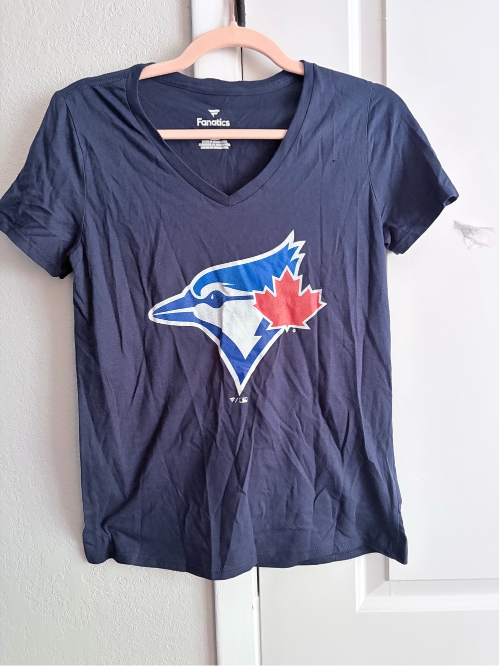 Fanatics Toronto Blue Jays MLB V-Neck T-Shirt Blue Womens Size S